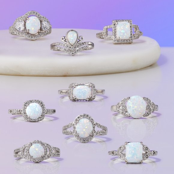 Round Opal stone Ring, 925 Sterling Silver Charmed Aroma - Picture 3 of 3